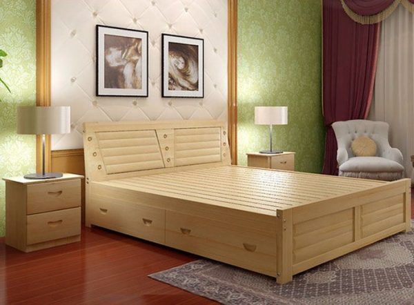 giường ngủ có ngăn kéo bằng gỗ
